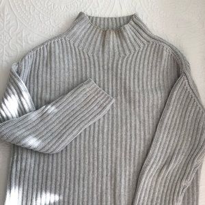 Light Blue Gap Ribbed Knit Mock Neck Sweater, Size M Tall